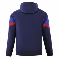 FC Barcelona Mens AWF Raglan Hoodie Soccer Jacket Blue 2023