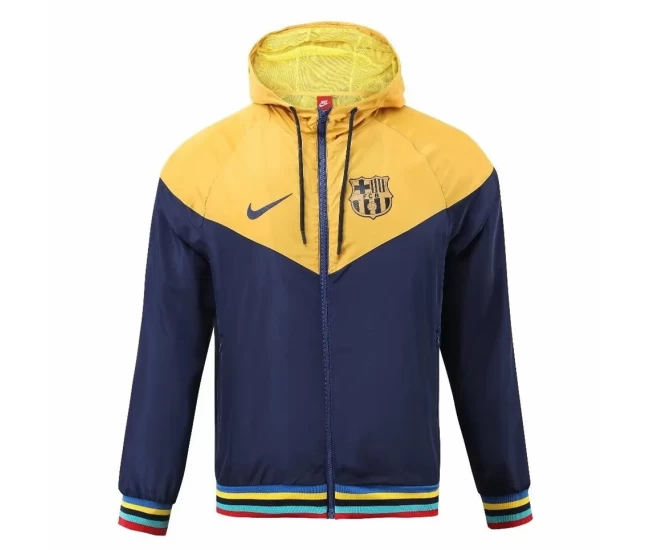 FC Barcelona Mens Windrunner Full Zip Hooded Soccer Jacket 2023