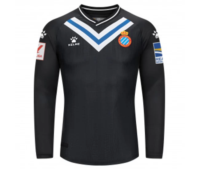 RCD Espanyol Mens Black Long Sleeve Goalkeeper Soccer Jersey 2023-24