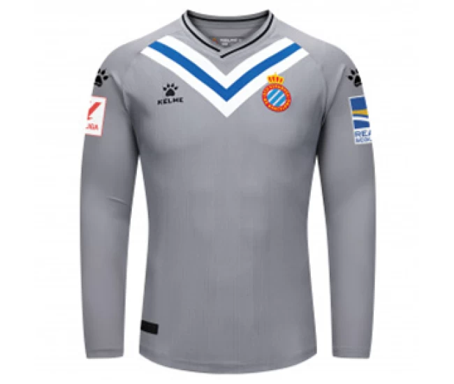 RCD Espanyol Mens Grey Long Sleeve Goalkeeper Soccer Jersey 2023-24