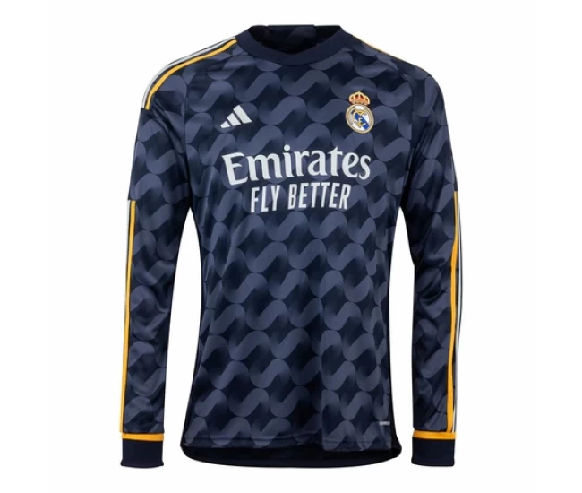 Real Madrid Mens Long Sleeve Away Soccer Jersey 2023-24