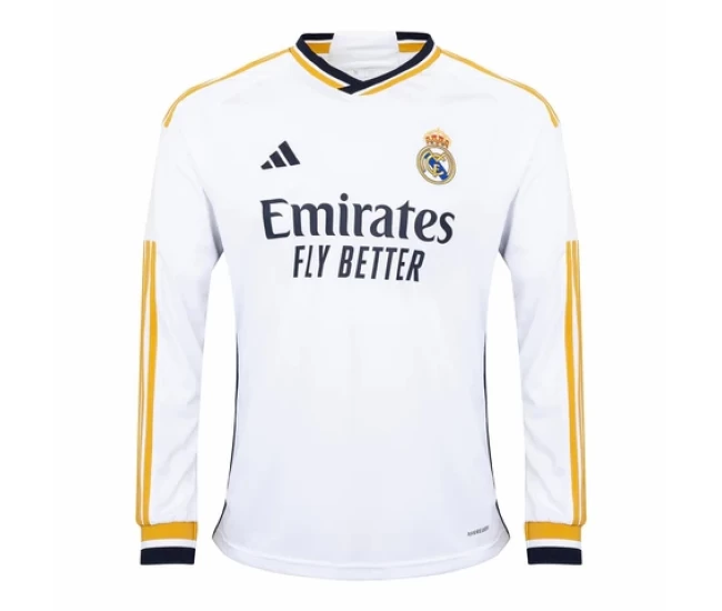 Real Madrid Mens Long Sleeve Home Soccer Jersey 2023-24