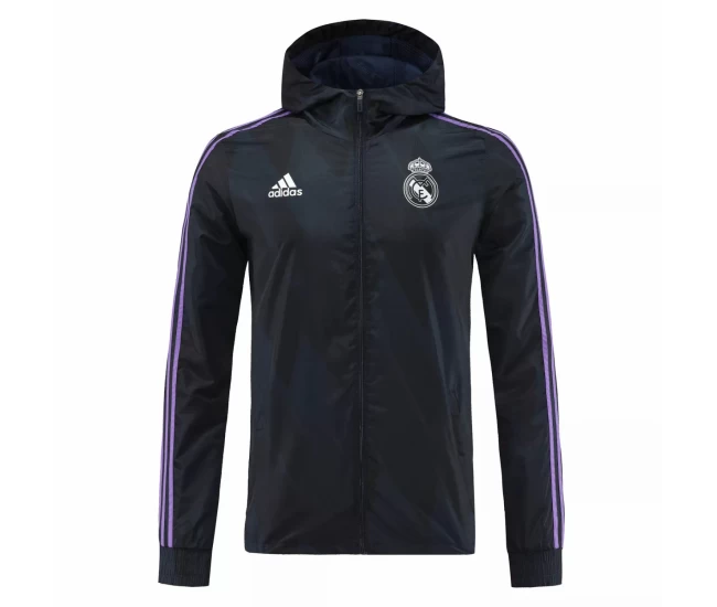 Real Madrid DNA Raglan Full-Zip Hoodie Windbreaker Soccer Jacket Navy