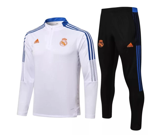 Real Madrid White Technical Training Soccer Tracksuit 2021-22