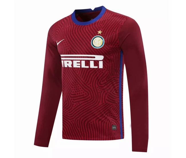 Inter Milan Goalkeeper Long Sleeve Soccer Jersey Red 2020 2021