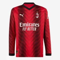 AC Milan Mens Long Sleeve Home Soccer Jersey 23-24