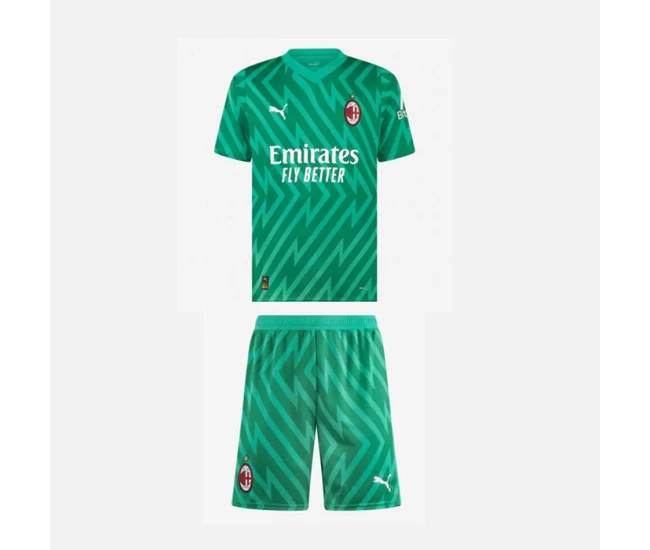 AC Milan Kids Goalkeeper Home Soccer Kit 23-24