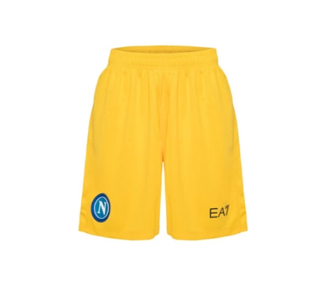 SSC Napoli Mens Yellow Soccer Shorts 2023-24