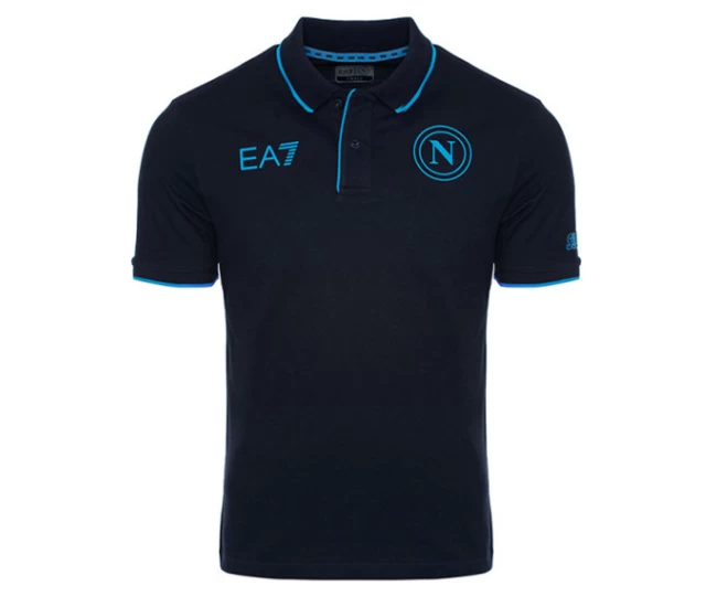 SSC Napoli Mens Navy Blue Representation Polo Soccer Shirt 2023