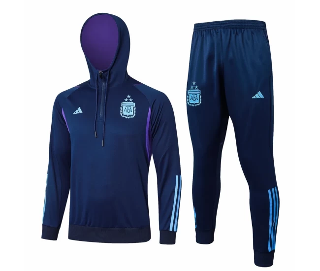 Argentina Navy Hooded Training Soccer Tracksuit 2024