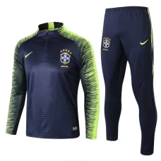 Brazil Royal Blue Stripe Training Soccer Tracksuit 2018/19