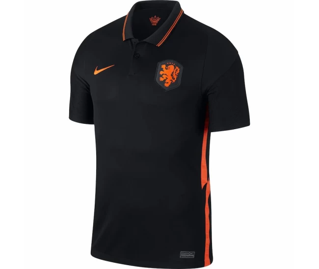 Netherlands National Away Stadium Replica Soccer Jersey Black Orange 2020 2021